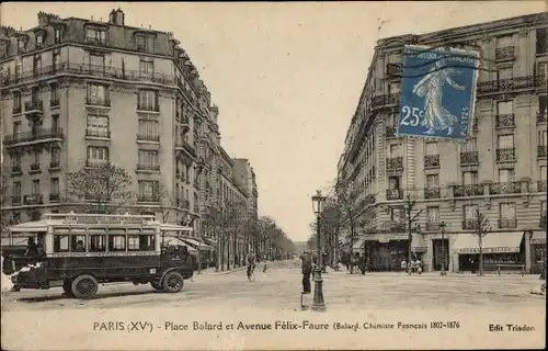 Ak Paris XV Vaugirard, Place Balard et Avenue Félix Faure, Bus