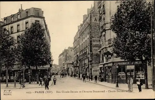 Ak Paris XII Reuilly, Rue Claude Decaen et l'Avenue Daumesnil