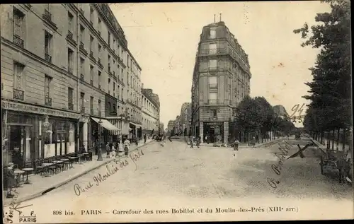 Ak Paris XIII, Carrefour des rues Bobillot et du Moulin des Prés