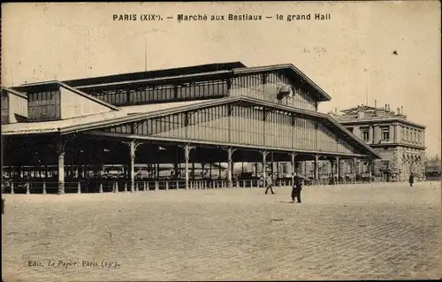 Ak Paris XIX Buttes Chaumont, Marché aux Bestiaux, le grand Hall