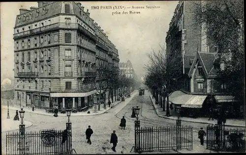 Ak Paris XIX Buttes Chaumont, Avenue Secrétan prise des Buttes