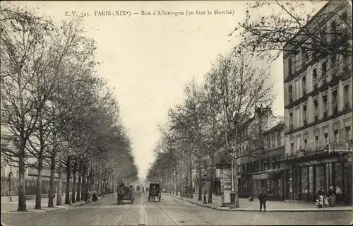 Ak Paris XIX Buttes Chaumont, Rue d'Allemagne