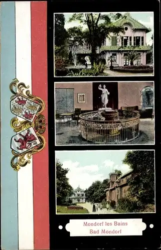 Wappen Ak Mondorf les Bains Bad Mondorf Luxemburg, Ortsansichten, Denkmal