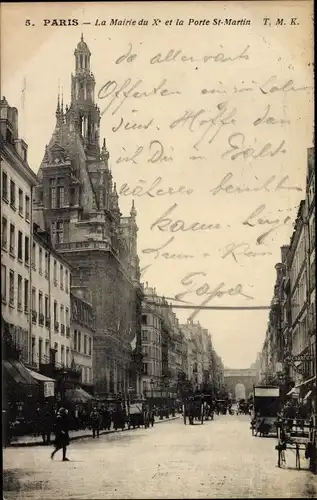 Ak Paris X, La Mairie et la Porte St. Martin