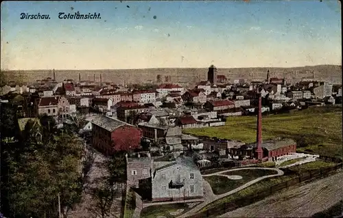 Ak Tczew Dirschau Pommern, Panorama der Ortschaft