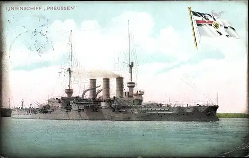 Ak Deutsches Kriegsschiff, SMS Preußen, Linienschiff