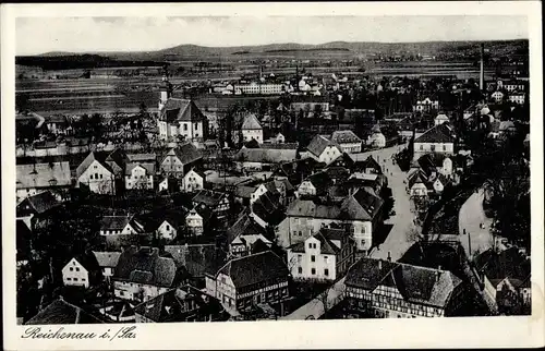 Ak Bogatynia Reichenau Schlesien, Blick über die Dächer der Stadt, Kirche, Wohnhäuser