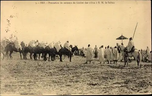Ak Fès Fez Marokko, Prestation de serment de fidelite des tribus a S. M. le Sultan
