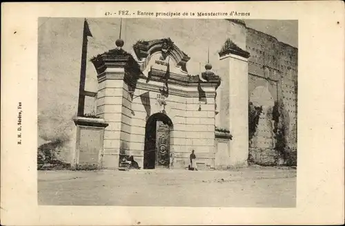 Ak Fès Fez Marokko, Entree principale de la Manufacture d'Armes