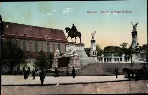 Ak Wrocław Breslau Schlesien, Kaiser Wilhelm Denkmal