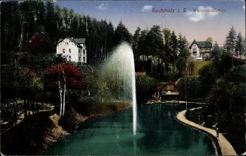 Ak Annaberg Buchholz Erzgebirge, Waldschlösschen, Fontäne