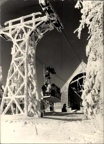 Ak Oberwiesenthal im Erzgebirge, Fichtelberg, Schwebebahn, Winter, Schnee