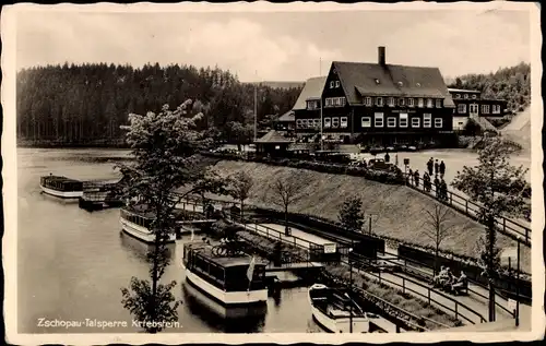 Ak Kriebstein Mittelsachsen, Zschopau Talsperre, Gaststätte, Bootsstation