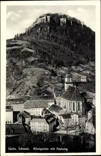 Ak Königstein an der Elbe Sächsische Schweiz, Stadt und Festung, Kirche