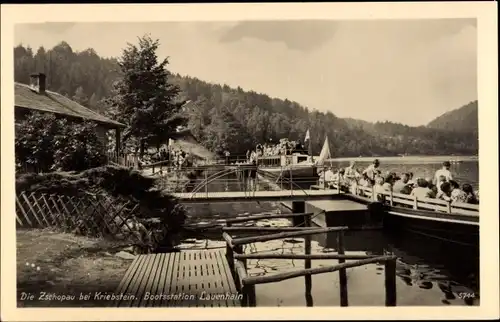 Ak Lauenhain Mittweida Sachsen, Partie an der Zschopau, Bootstation