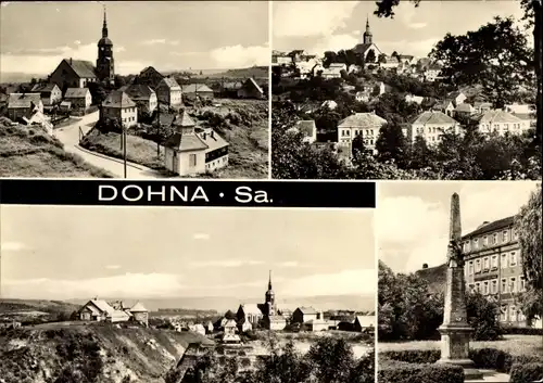 Ak Dohna in Sachsen, Panorama, Kirche, Säule