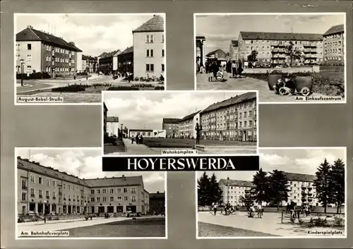 Ak Hoyerswerda in der Oberlausitz, Am Bahnhofsvorplatz, Kinderspielplatz, Wohnkomplex I