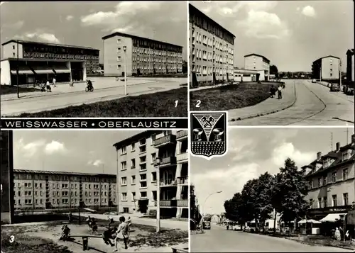 Ak Weißwasser in der Oberlausitz, Muskauer Straße, Humboldtstraße, Gutenbergstraße, Spielplatz