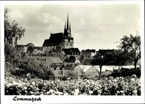 Ak Lommatzsch in Sachsen, Teilansicht, Kirche