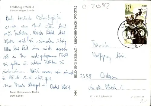 Ak Feldberg in Mecklenburg, Fürstenberger Straße