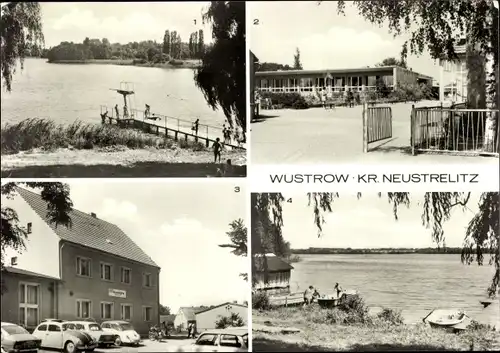 Ak Wustrow Mecklenburgische Seenplatte, POS, Plätlinsee, Freibad, Gaststätte Waldlust