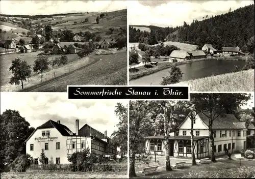 Ak Stanau Neustadt an der Orla Thüringen, Gasthaus, Ortspanorama
