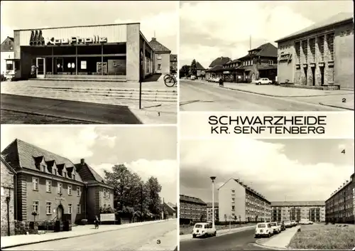 Ak Schwarzheide in der Niederlausitz, Kaufhalle, Kulturhaus Wandelhof, Rathaus, Straße 20. Jahrestag
