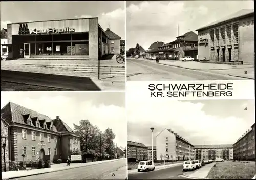 Ak Schwarzheide in der Niederlausitz, Kaufhalle, Kulturhaus Wandelhof, Rathaus, Straße 20. Jahrestag