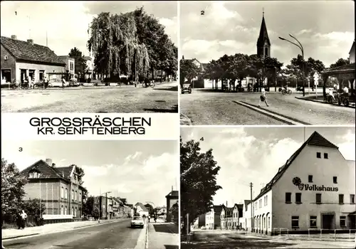 Ak Großräschen in d. Niederlausitz, Ernst-Thälmann-Straße, Platz der Einheit, Rathaus, HOG Volkshaus