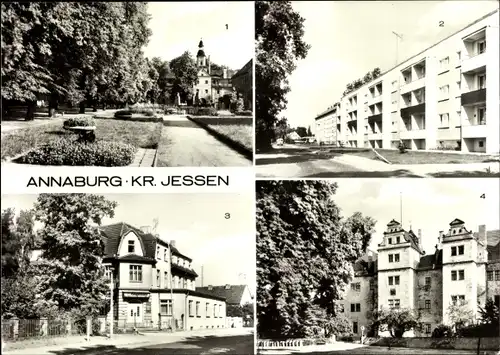 Ak Annaburg Sachsen Anhalt, Karl-Marx-Platz, Zulisdorfer Straße, Parkgaststätte, Schloß Innenhof