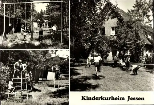 Ak Jessen an der Elster, Kinderkurheim, Garten, Schaukel