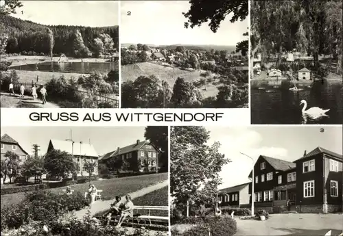 Ak Wittgendorf Saalfeld an der Saale, Auebad, Blick vom Talberg, Gasthaus Zur Erholung