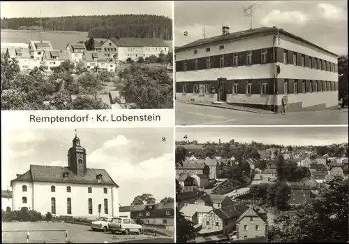 Ak Remptendorf in Thüringen, Otto-Grotewohl-Oberschule, HO Gaststätte Zum Stausee, Kirche