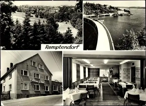 Ak Remptendorf in Thüringen, Gasthaus Zur Goldenen Sonne, Panorama, Talsperre