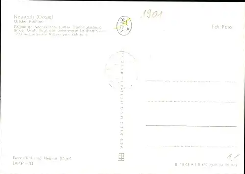 Ak Kampehl Neustadt Dosse, 700 jährige Wehrkirche, In der Gruft liegt der Ritter von Kalebuz