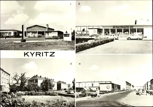 Ak Kyritz in der Prignitz, Kulturhaus Wilhelm-Pieck, HO Einkaufszentrum, Friedensstraße