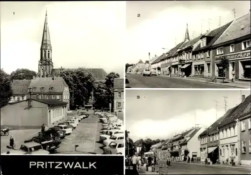 Ak Pritzwalk in der Prignitz, Platz der Einheit, Karl-Marx-Straße, Geschäfte