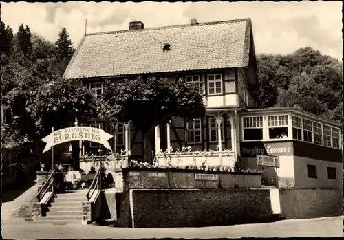 Ak Treseburg Thale im Harz, HO Gaststätte Burgstieg