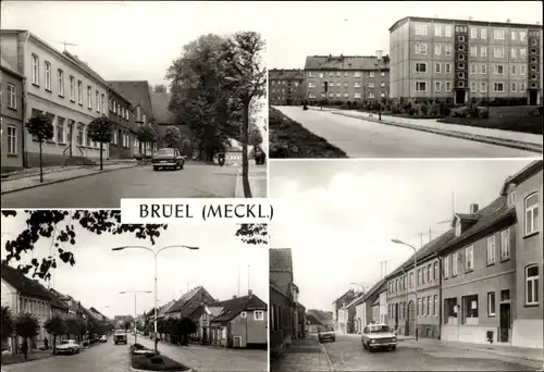 Ak Brüel in Mecklenburg, Spiegelberg, Am Markt, Feldstraße, Wilhelm-Pieck-Straße