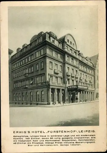 Ak Leipzig in Sachsen, Erwig's Hotel Fürstenhof