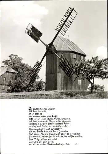 Ak Kottmarsdorf Kottmar in der Oberlausitz, Windmühle, Gedicht De Kotterschdorfer Mühle