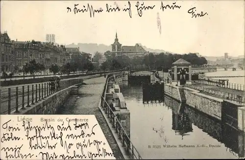 Ak Liège Lüttich Wallonien, Bassin du Commerce
