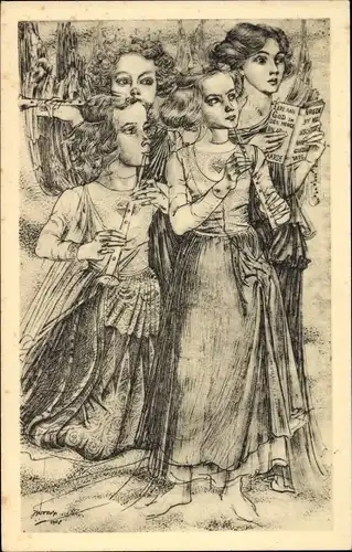 Künstler Ak Toorop, Jan, Kersttriptiek I, Engelenzang, Engel