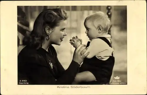 Ak Schauspielerin Kristina Söderbaum, Portrait mit Kind, Ross Verlag A 3100/2