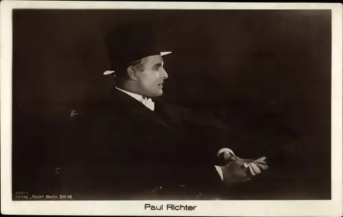 Ak Schauspieler Paul Richter mit Zylinder, Ross Verlag