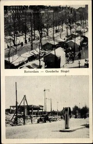 Ak Rotterdam Südholland Niederlande, Groudsche Singel, Zerstörungen