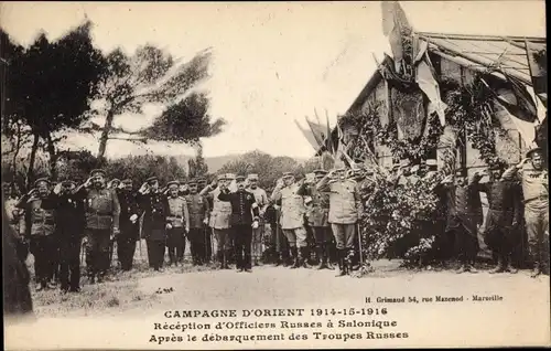 Ak Thessaloniki Griechenland, Réception d'Officiers Russes, Campagne d'Orient