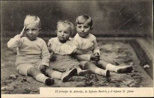 Ak El principe de Asturias, la Infanta Beatriz y el infante D. Jaime, Adel Spanien
