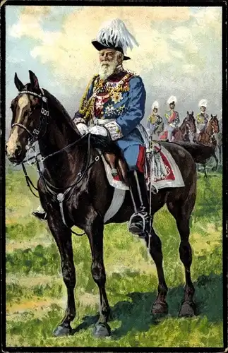 Künstler Ak Prinzregent Luitpold von Bayern, Portrait in Uniform auf einem Pferd