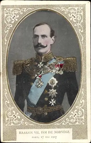 Passepartout Ak Haakon VII, König von Norwegen